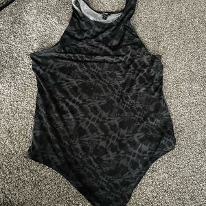 Express Bodysuit - Grey and Black Tie Dye